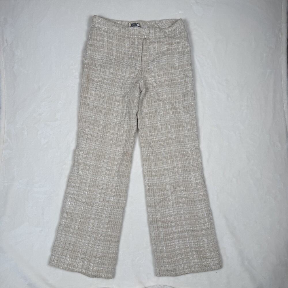 Yeohlee New York Takashimaya Cream Silk-Lined Tweed Wide Leg Pants Size 8 USA